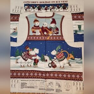 Concord's Holiday on Ice Vest Fabric Panel Cut and Sew Kit Vintage XL L M S